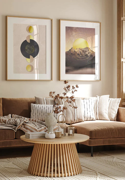 Moon And Sun Real Gold Set Of 2 Posters 50x70cm